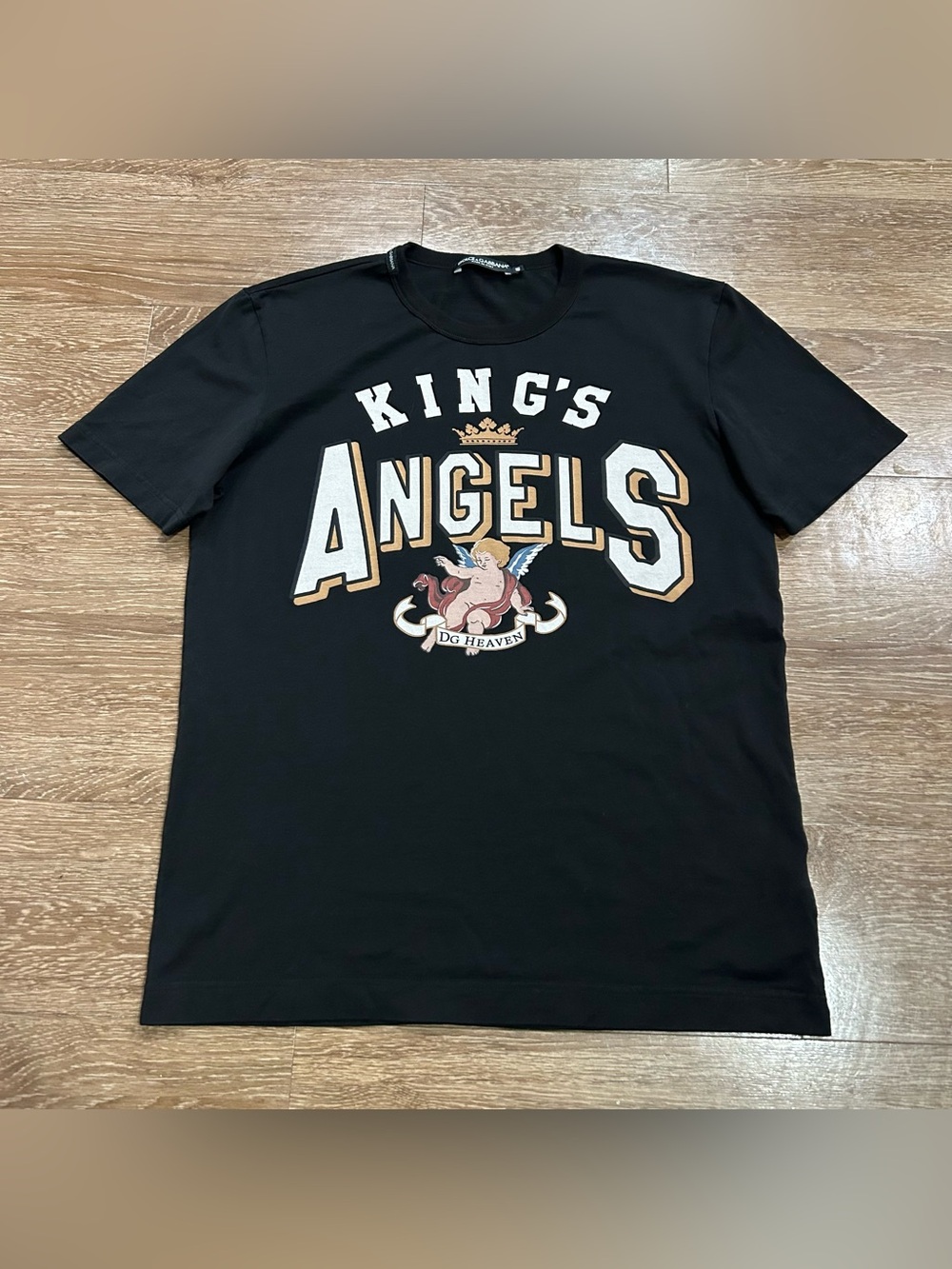 Dolce & Gabbana King's Angels DG Heaven T-Shirt Black Size 48 Italy Authentic